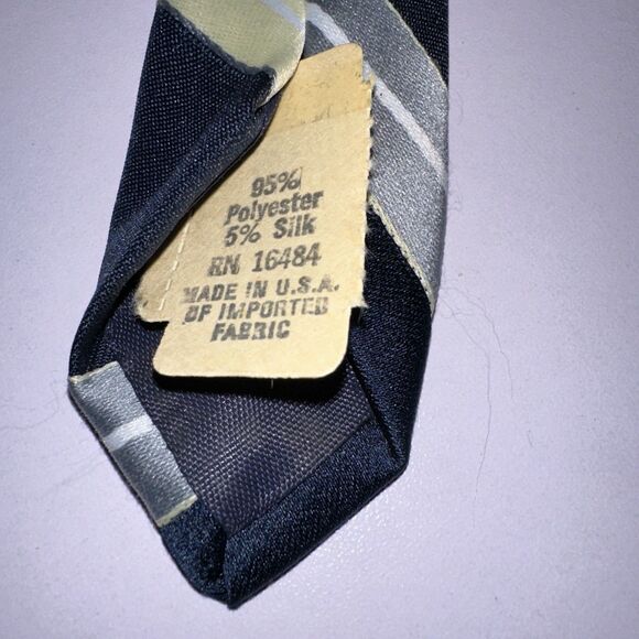 Ketch striped necktie Navy Blue Yellow And Grey RN 16484 (55L 3W) - Picture 5 of 12